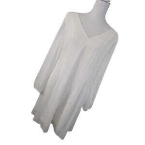 NWOT! INC! EGGSHELL WHITE CHIFFON, POUF SLEEVE, SWISS DOTTED A-LINE DRESS! SZ S